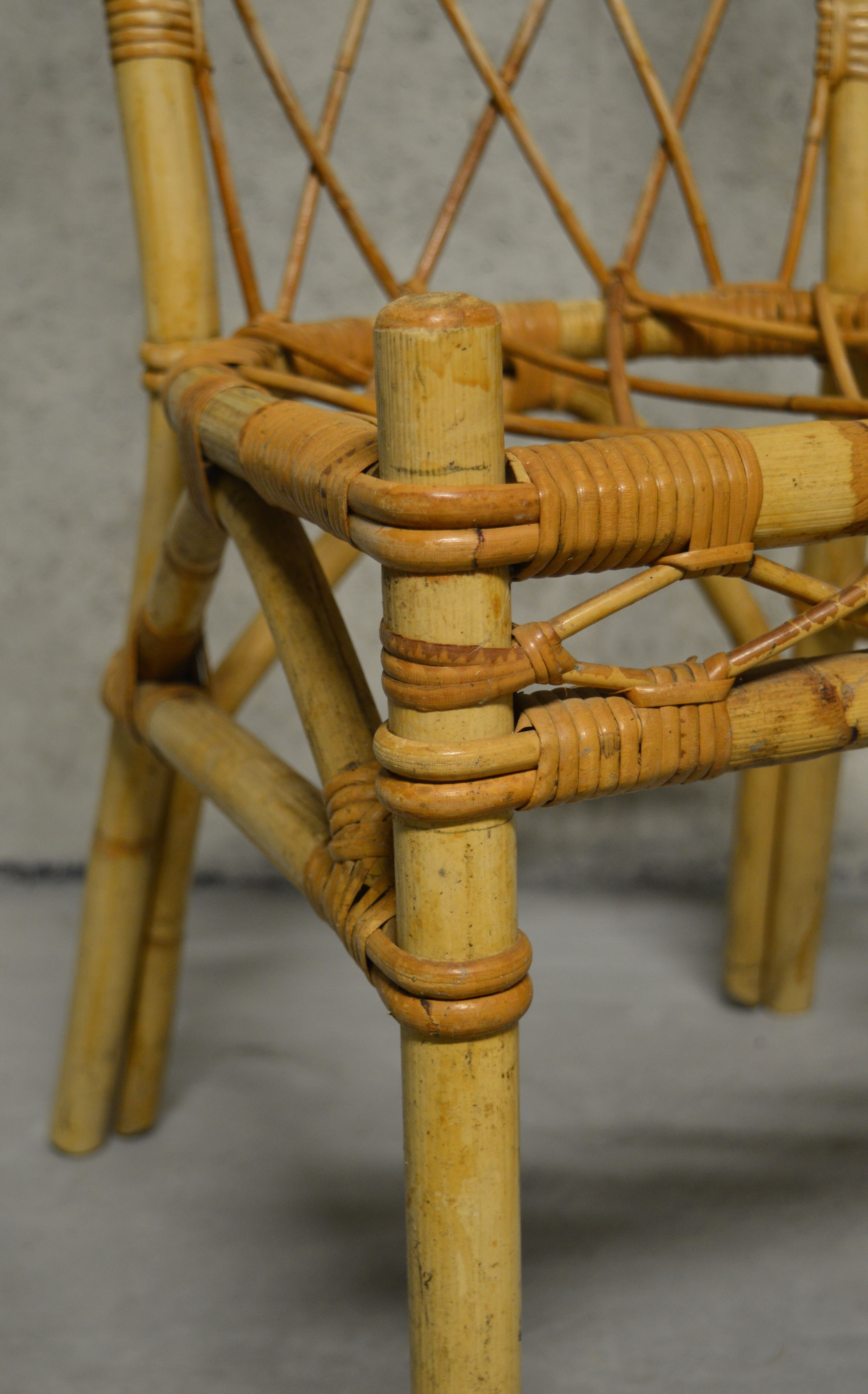 rattan and bamboo table and chair