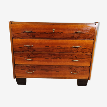 1950's chest of drawers in briar with brass handles