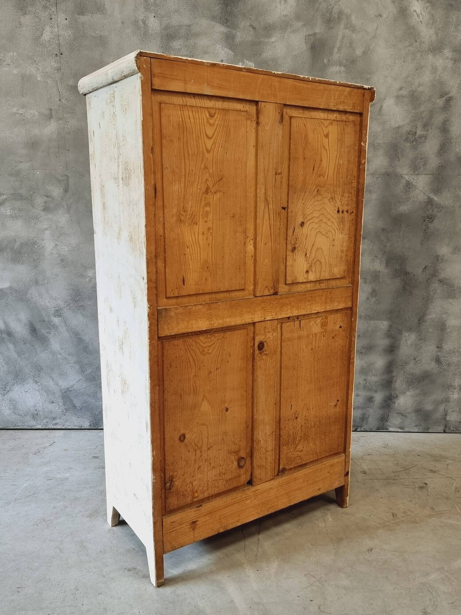 Armoire ancienne française brocante blanche avec tiroirs 83x148 cm