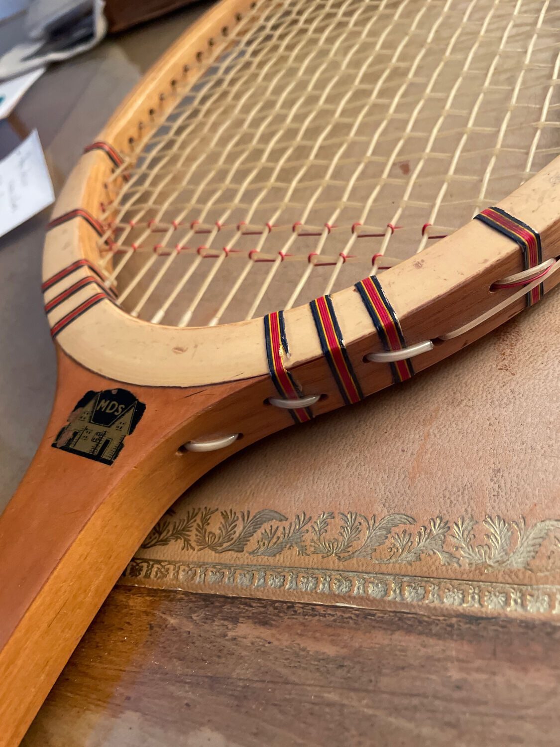 Vintage blond wood tennis racket
