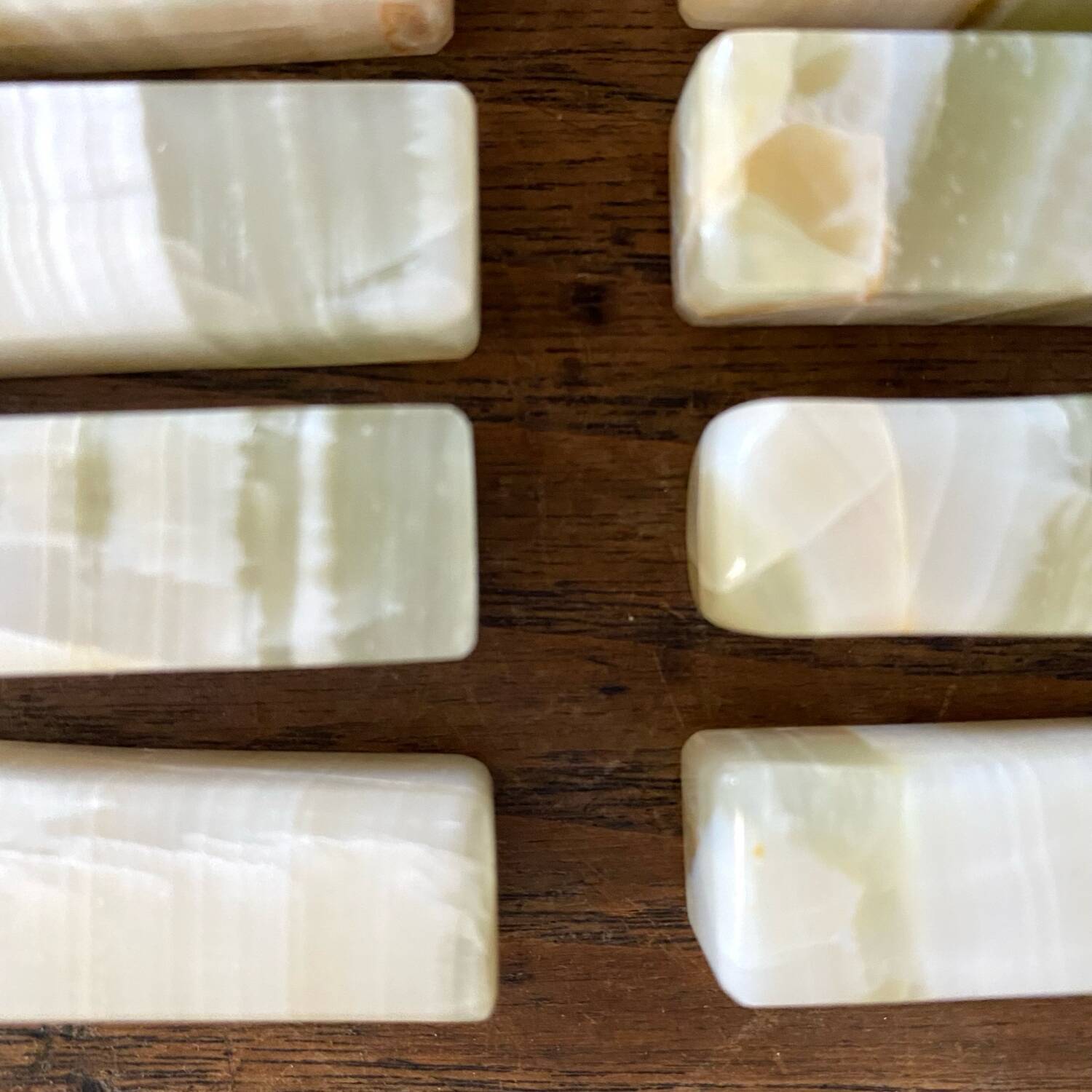Minimalist knife rests in natural stone