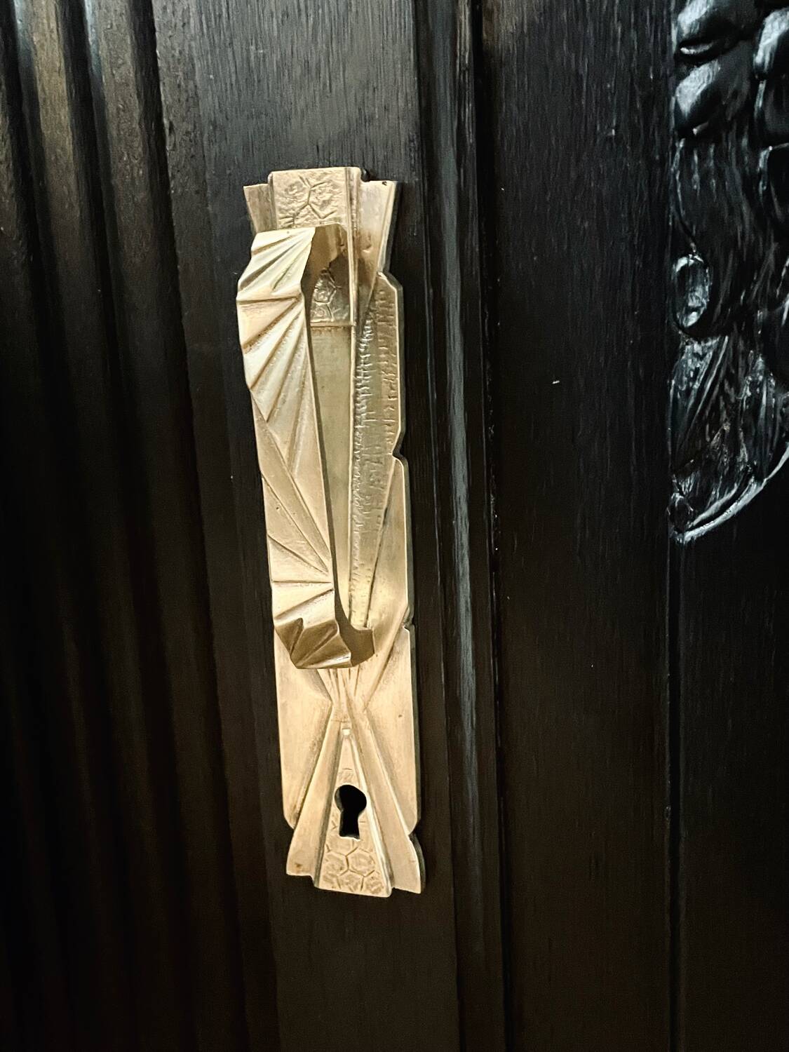 Black Art Deco sideboard with marble top