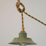 Green lamp and wooden support