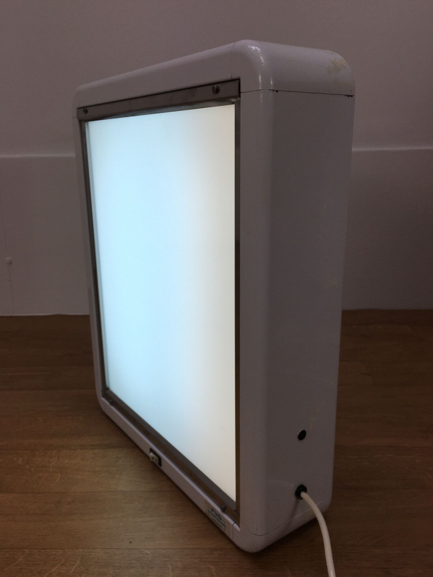 Vintage medical radio negatoscope, glass and Quartz light panel