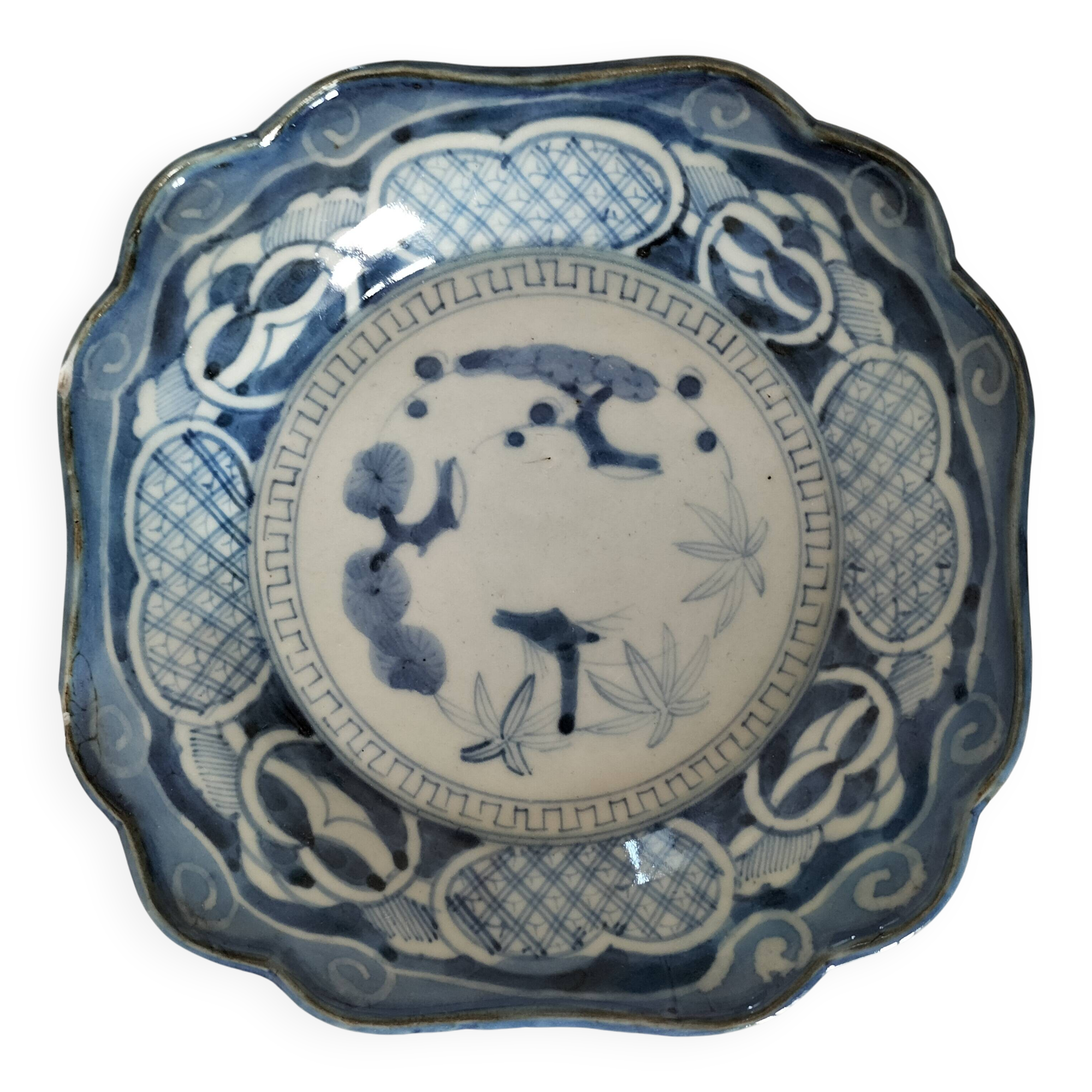 Antique Japanese porcelain cup – Arita blue decoration, late 19th century