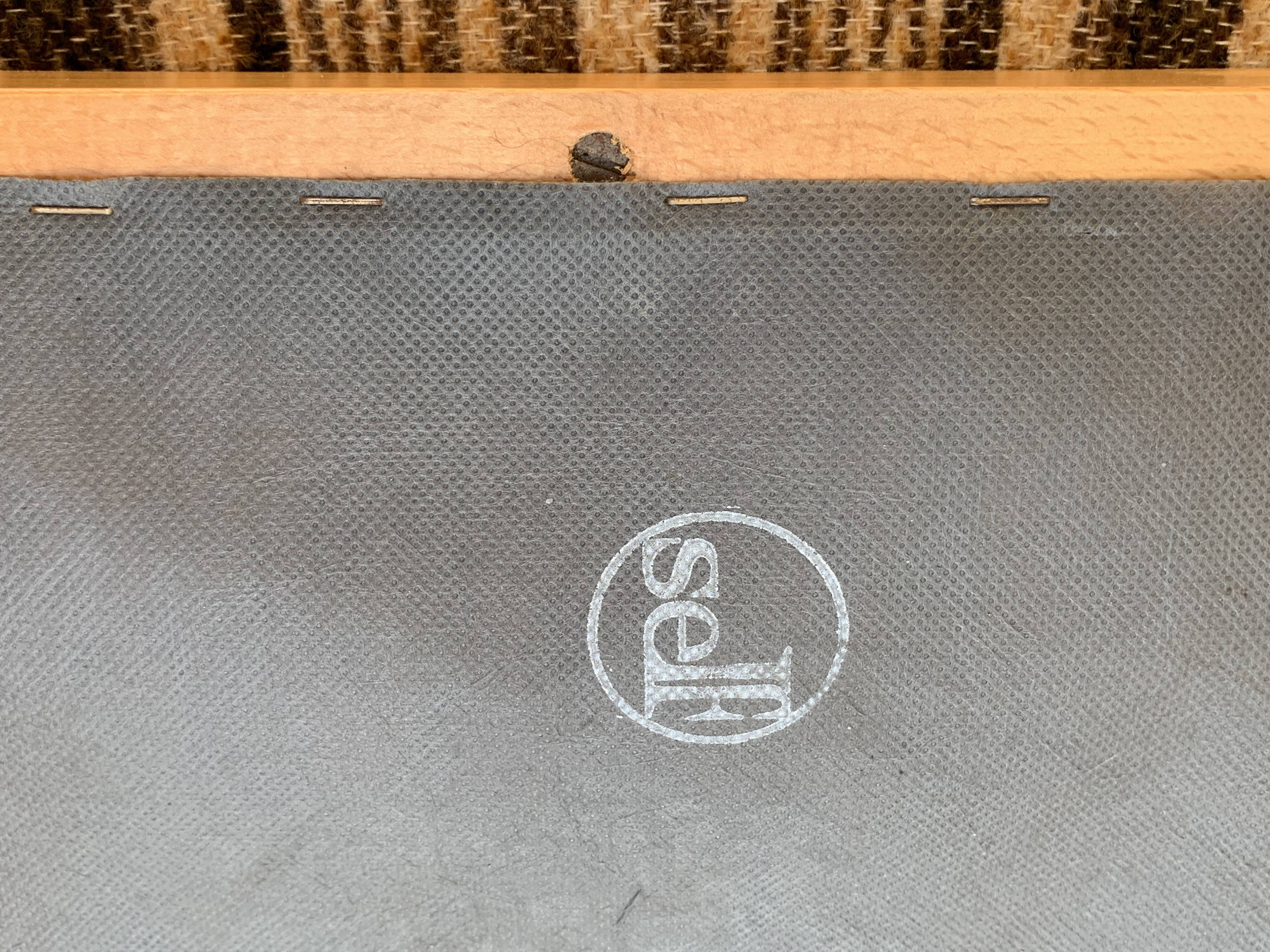 Suite of 4 chairs self beech brass and wool 1960