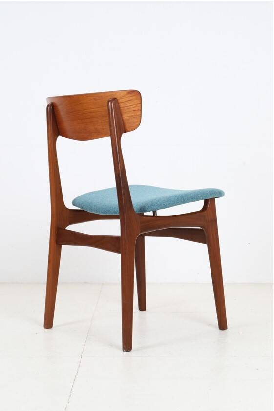 Set of 4 reupholstered Danish teak chairs, 1960s