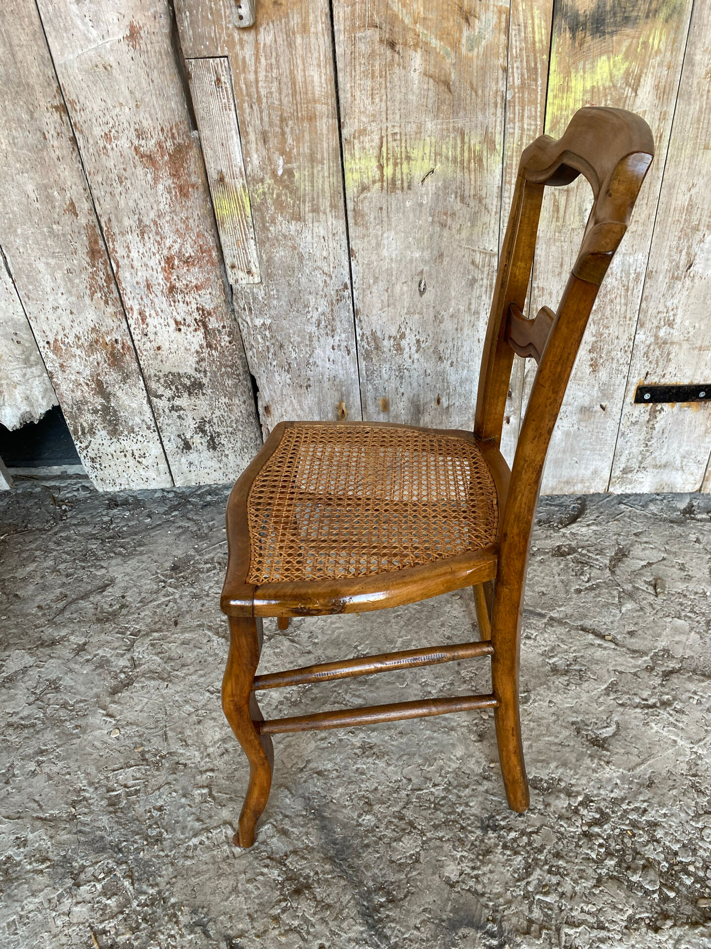 Antique Chair Louis XV Style Wood & Caned Seat Vintage #E030