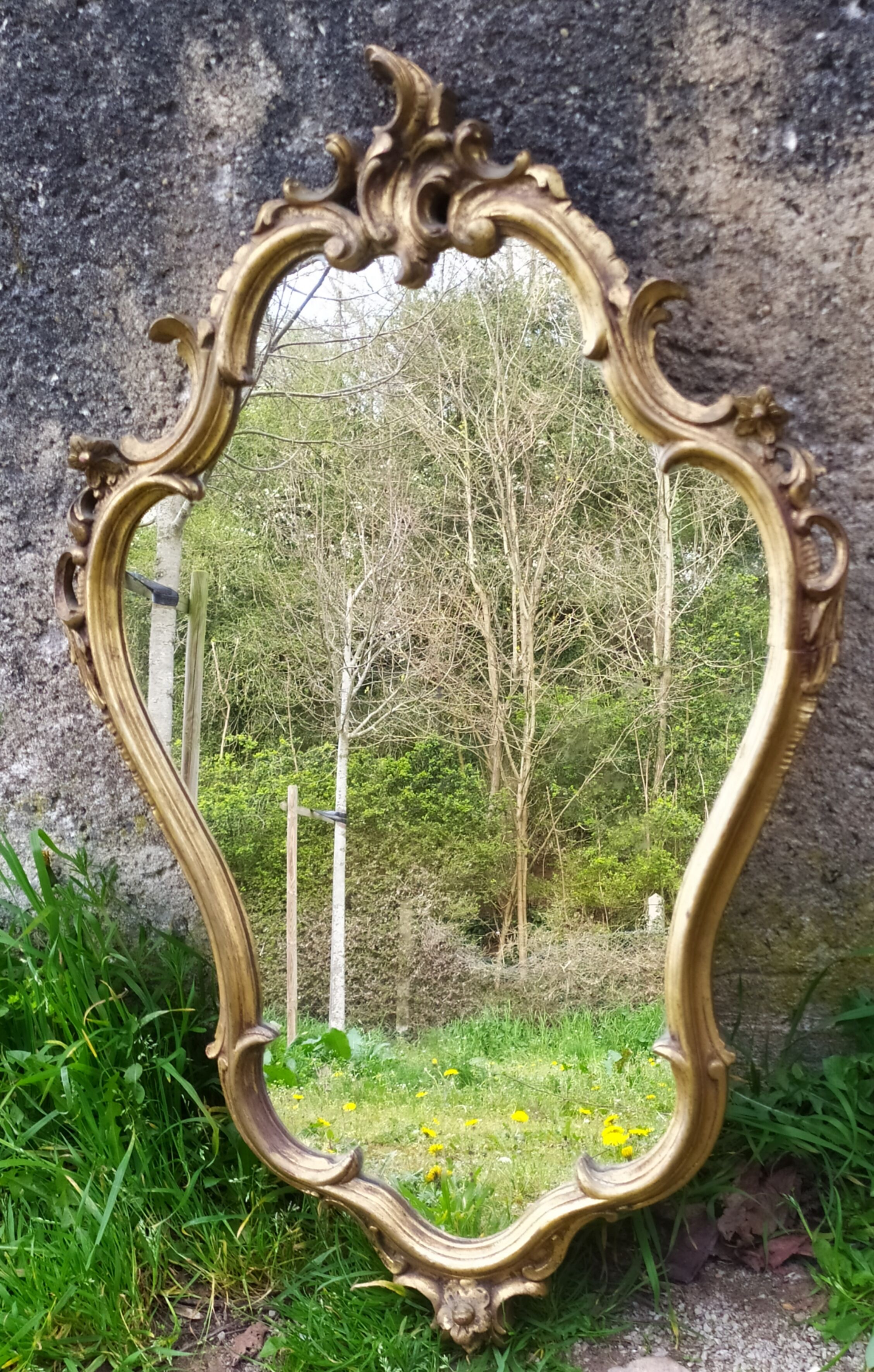 Baroque mirror in gilded wood 87x54cm