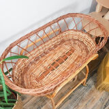 Couffin on foot in vintage rattan 50s