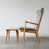Fauteuil modèle AP-16 et ottoman par Hans J. Wegner pour AP-Stolen, 1951, Set de 2
