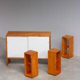 Swedish Mid-Century bar set made from solid pine 1970s
