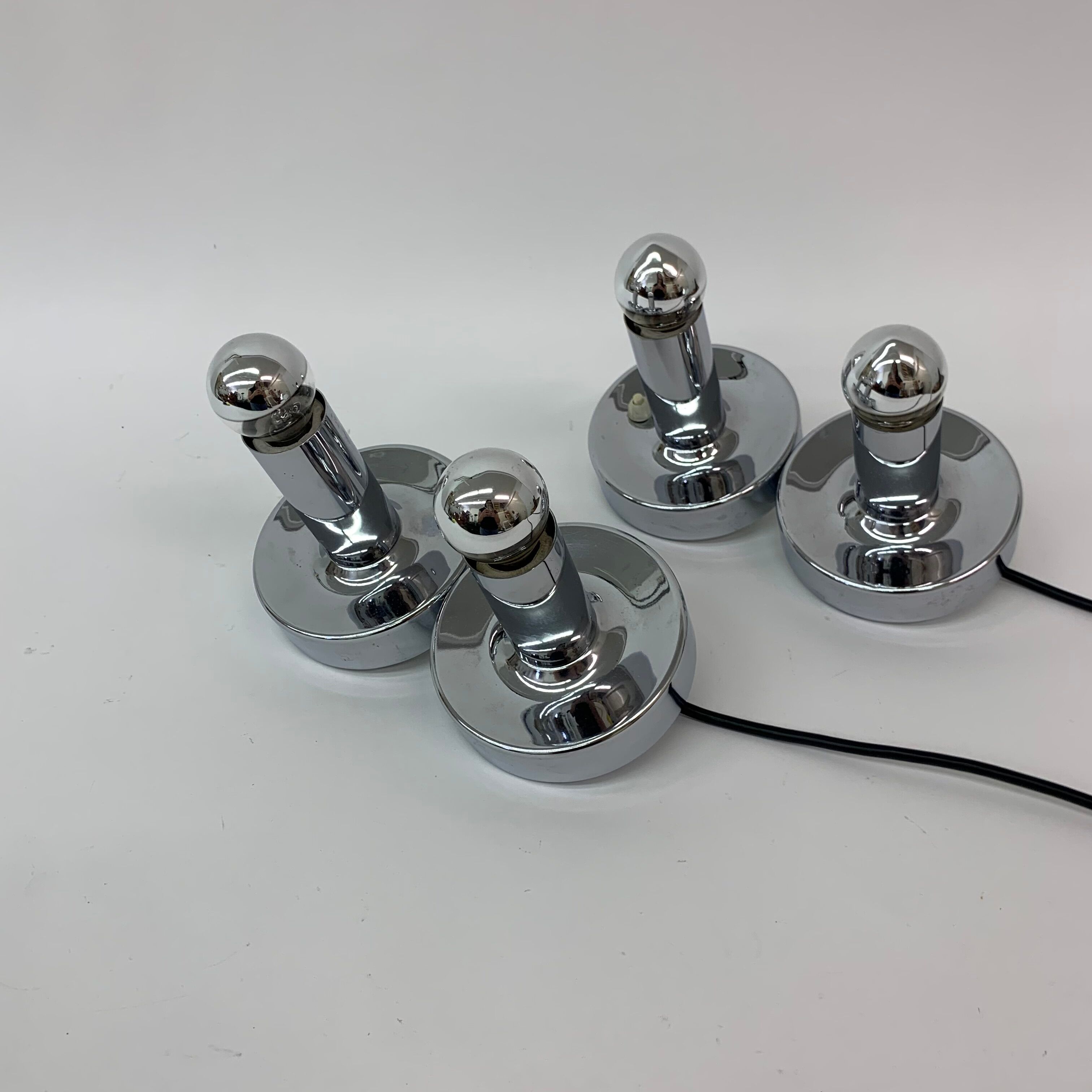 Set of 2 Space age chrome bedside lamps , 1970’s