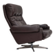 Chaise pivotante danoise des années 1970, état d'origine, cuir d'ameublement marron.