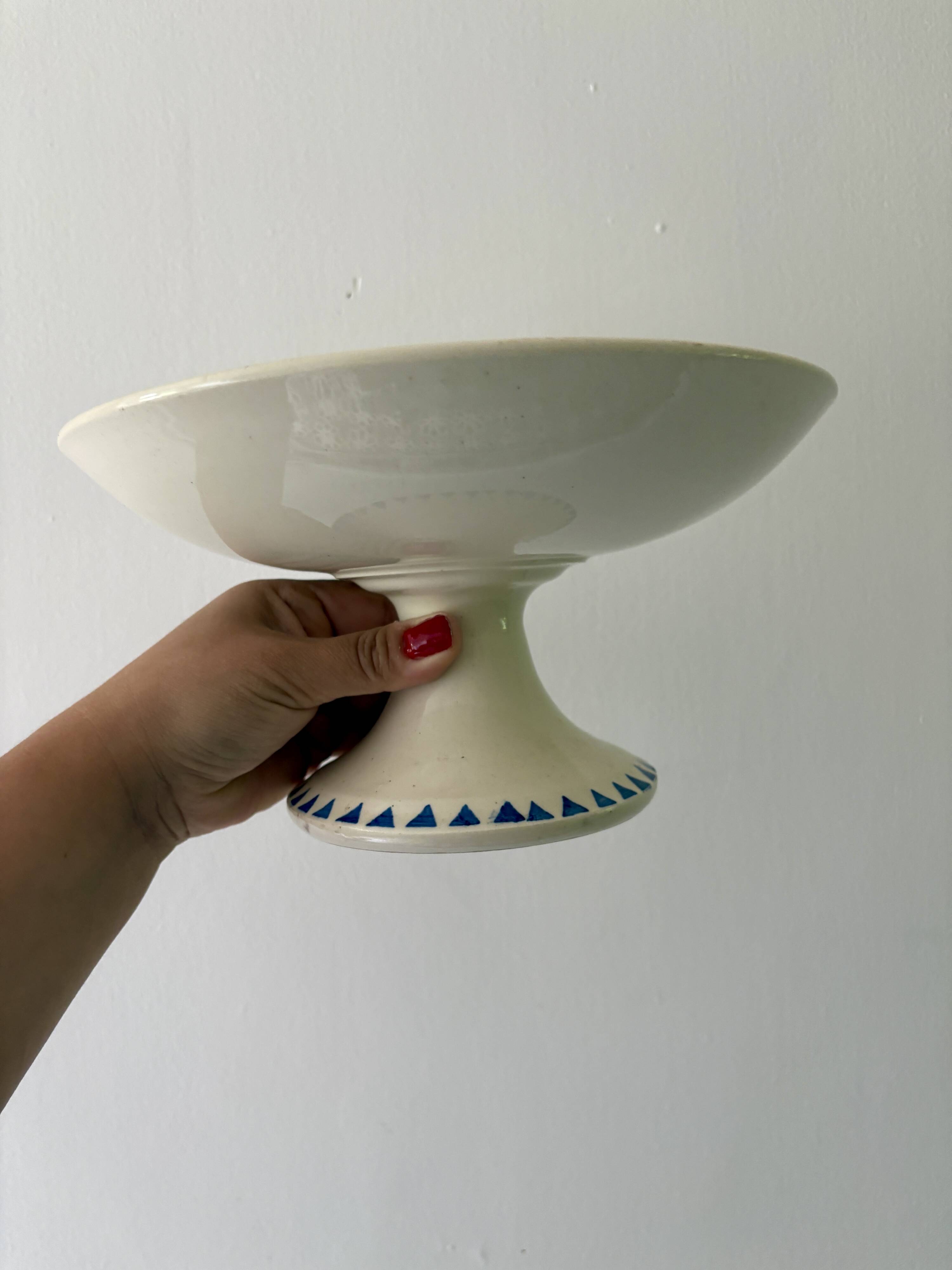 Compote dish or antique footed plate in ironstone - Laval -