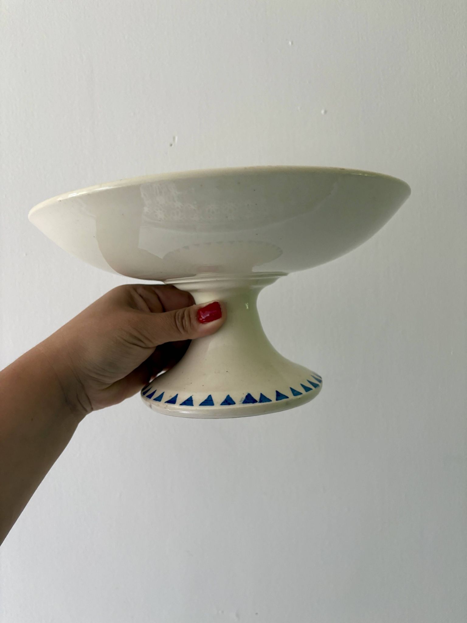 Compote dish or antique footed plate in ironstone - Laval -