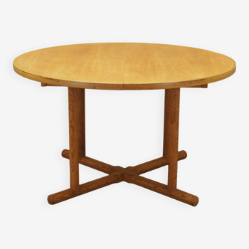 Table ronde en frêne, design danois, années 1960, production : Danemark