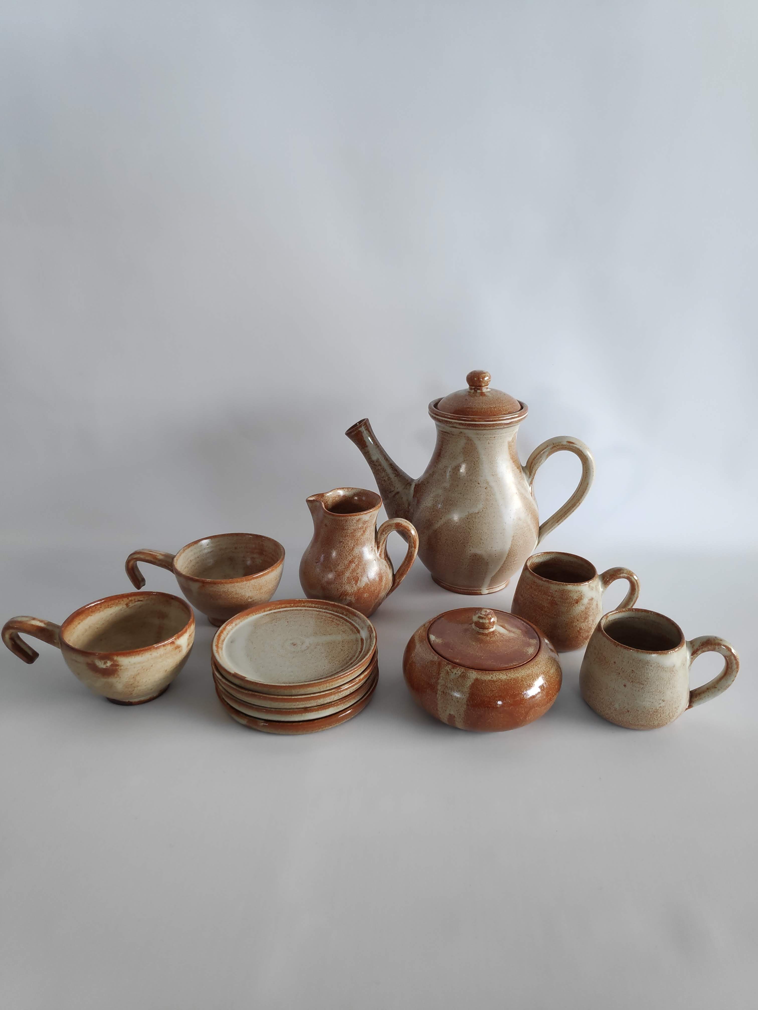Vintage tea or coffee service of 60 years in stoneware