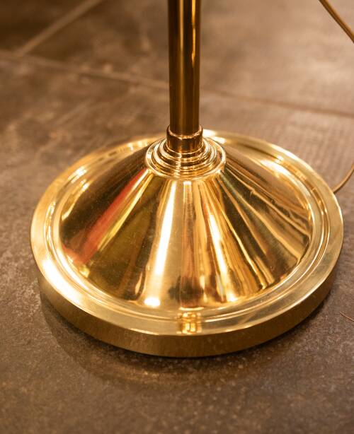 Vintage Floor Lamp in Brass and Turquoise Ceramic