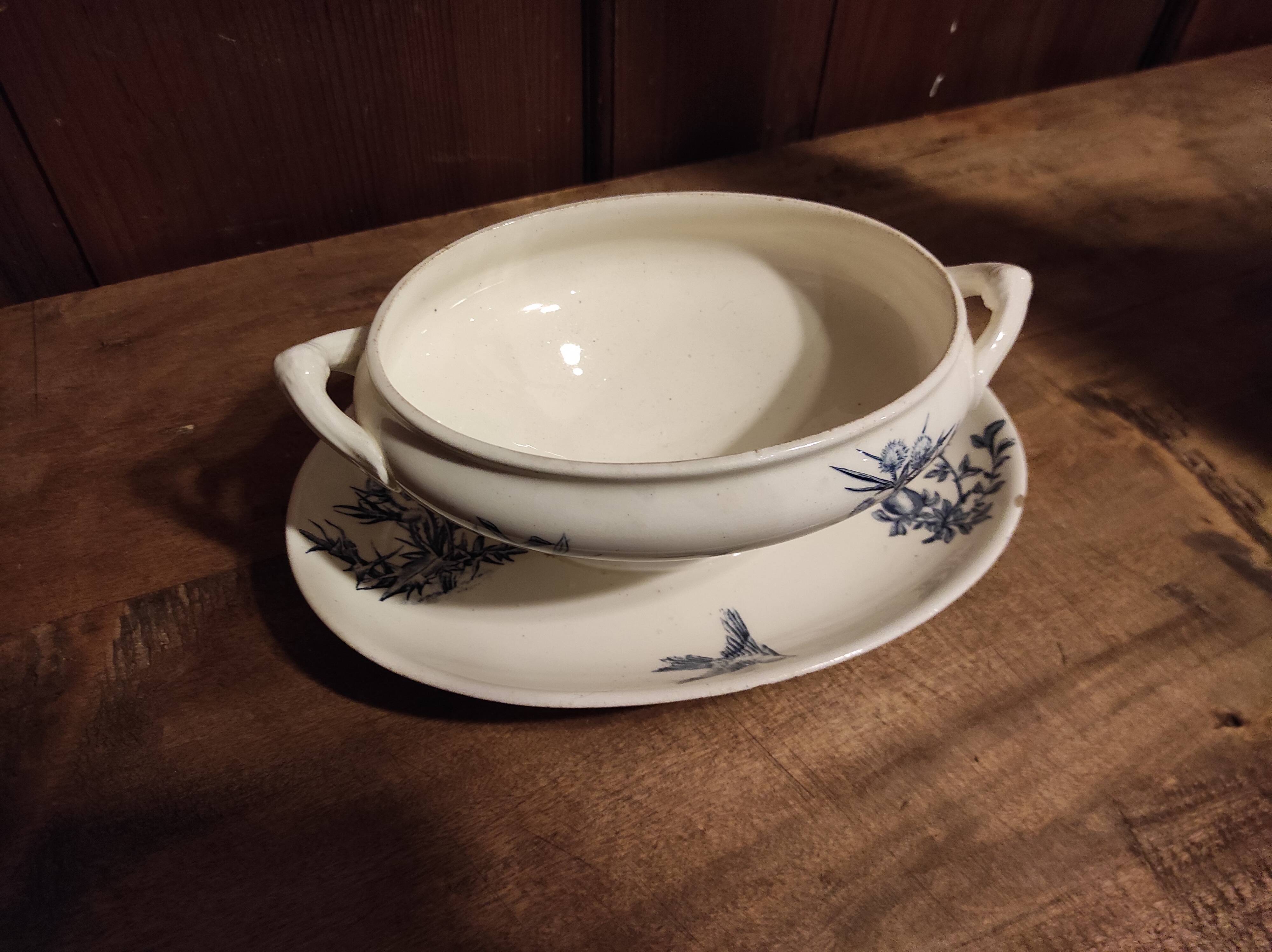 French vintage sauce boat, R. Lafitte, Terre de Fer, Salins