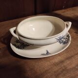 French vintage sauce boat, R. Lafitte, Terre de Fer, Salins