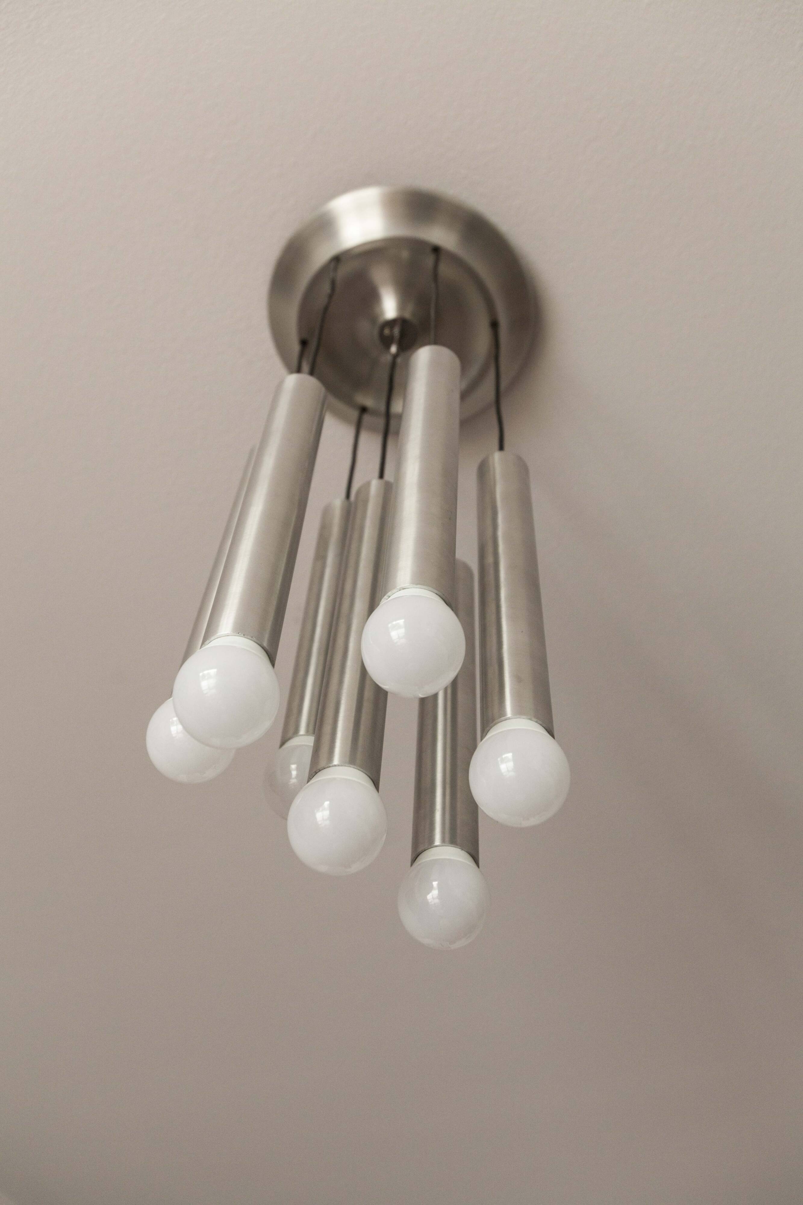 Aluminum waterfall ceiling light by Kaiser Idell / Leuchten, Germany, 1960s