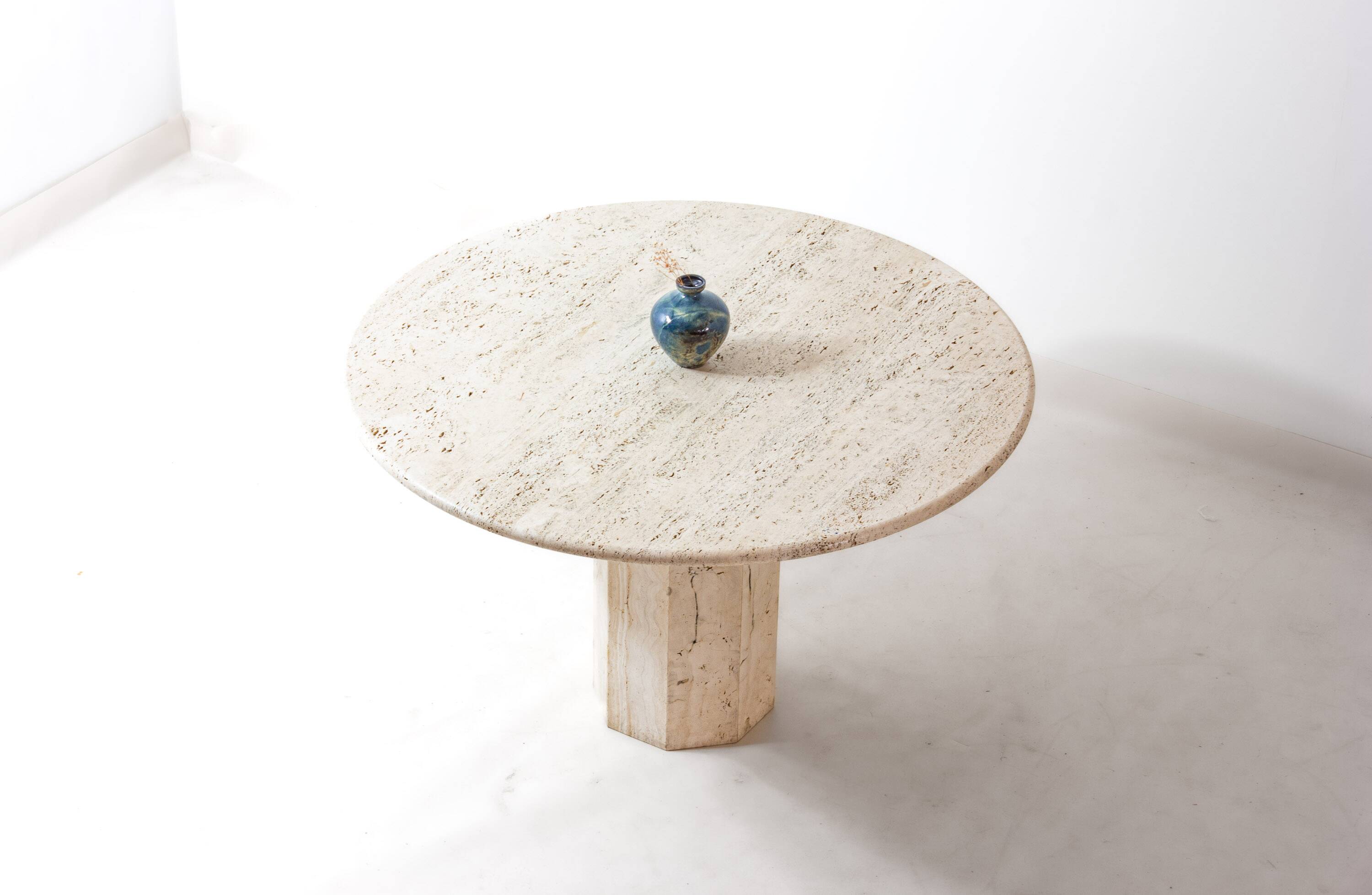 Organic travertine dining table, Italy 1970s