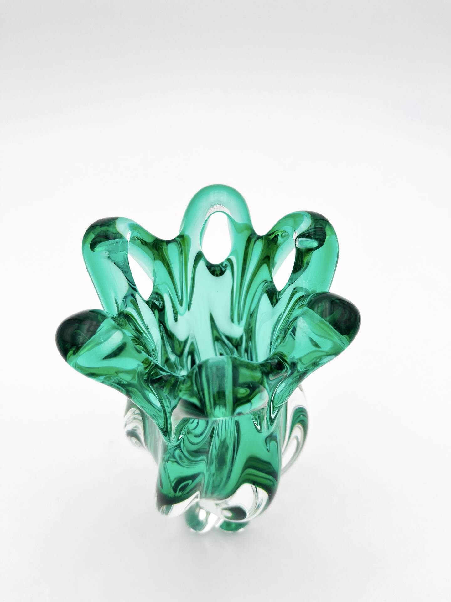 Vase Josef Hospodka Chřibská Cristal de Bohême Emerald Green 18 cm c60