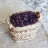 Vintage sugar bowl / candy dish with blackberry basket in slip