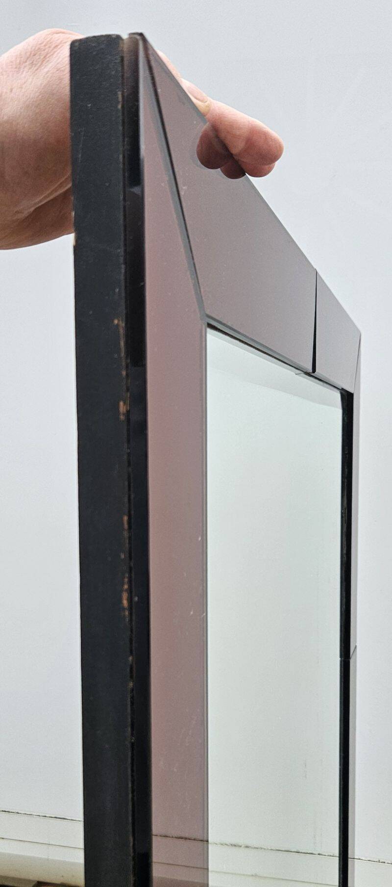 Amber-Colored Mirror with Visor, Jacques Adnet Style, Circa 1950