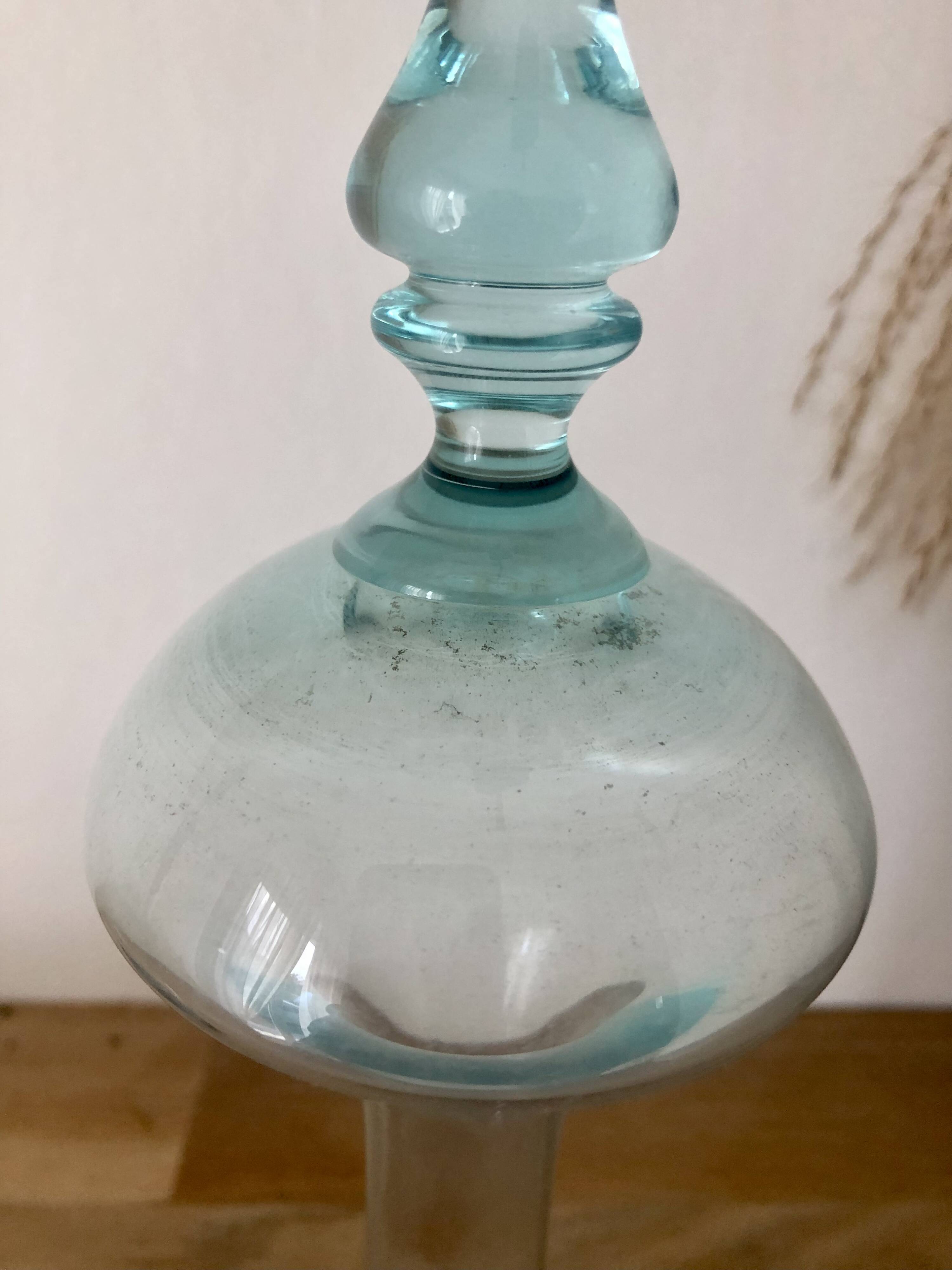 Vintage glass vase in blue tones