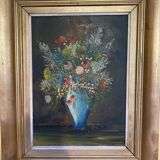 F. Domínguez, floral bodegones, 1945, oil on cardboard box, game of 2