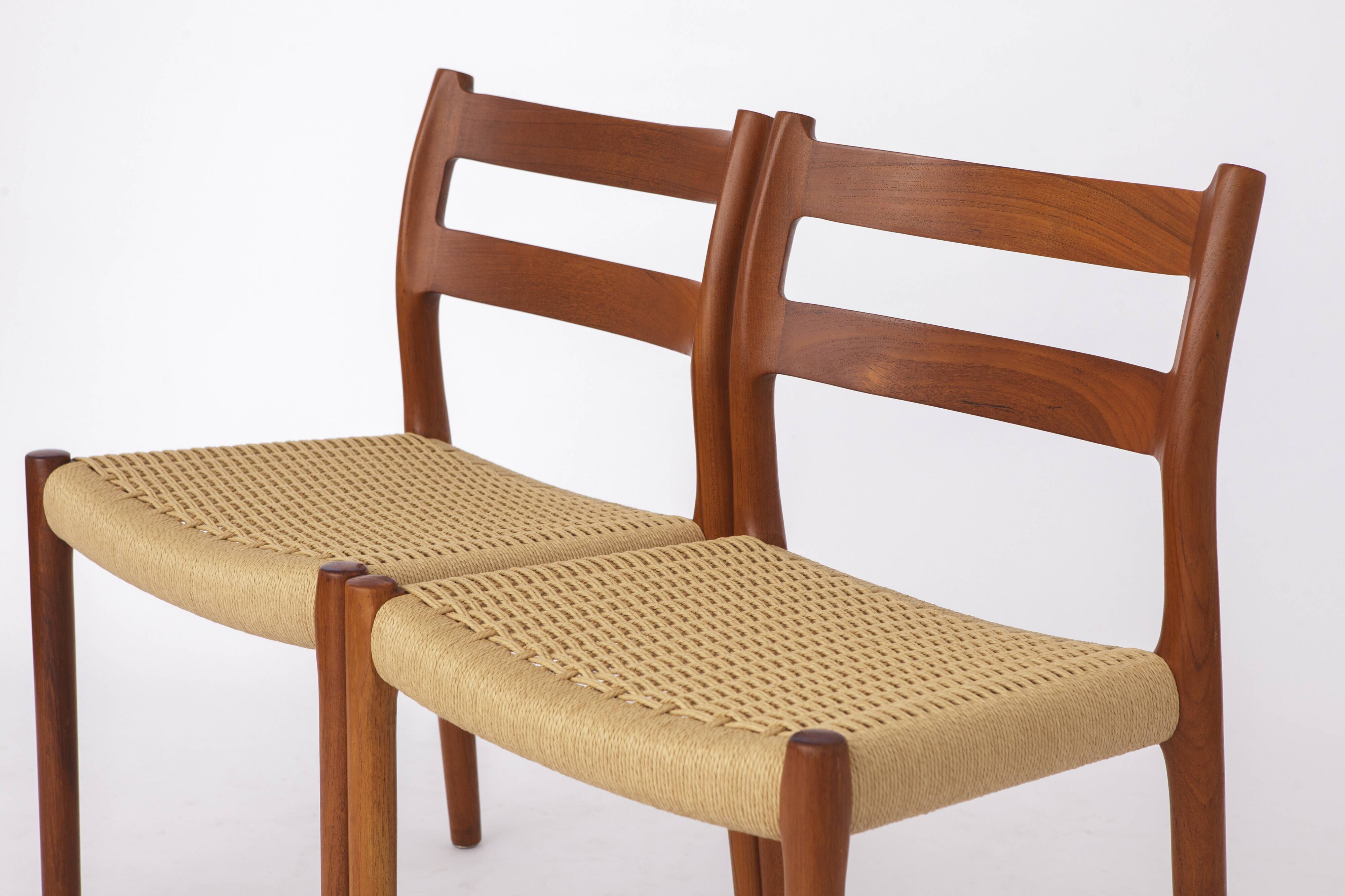 Set of 4 Niels Otto Møller Model 84 Chairs – Danish Teak & Paper Cord, 1970