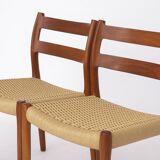 Set of 4 Niels Otto Møller Model 84 Chairs – Danish Teak & Paper Cord, 1970