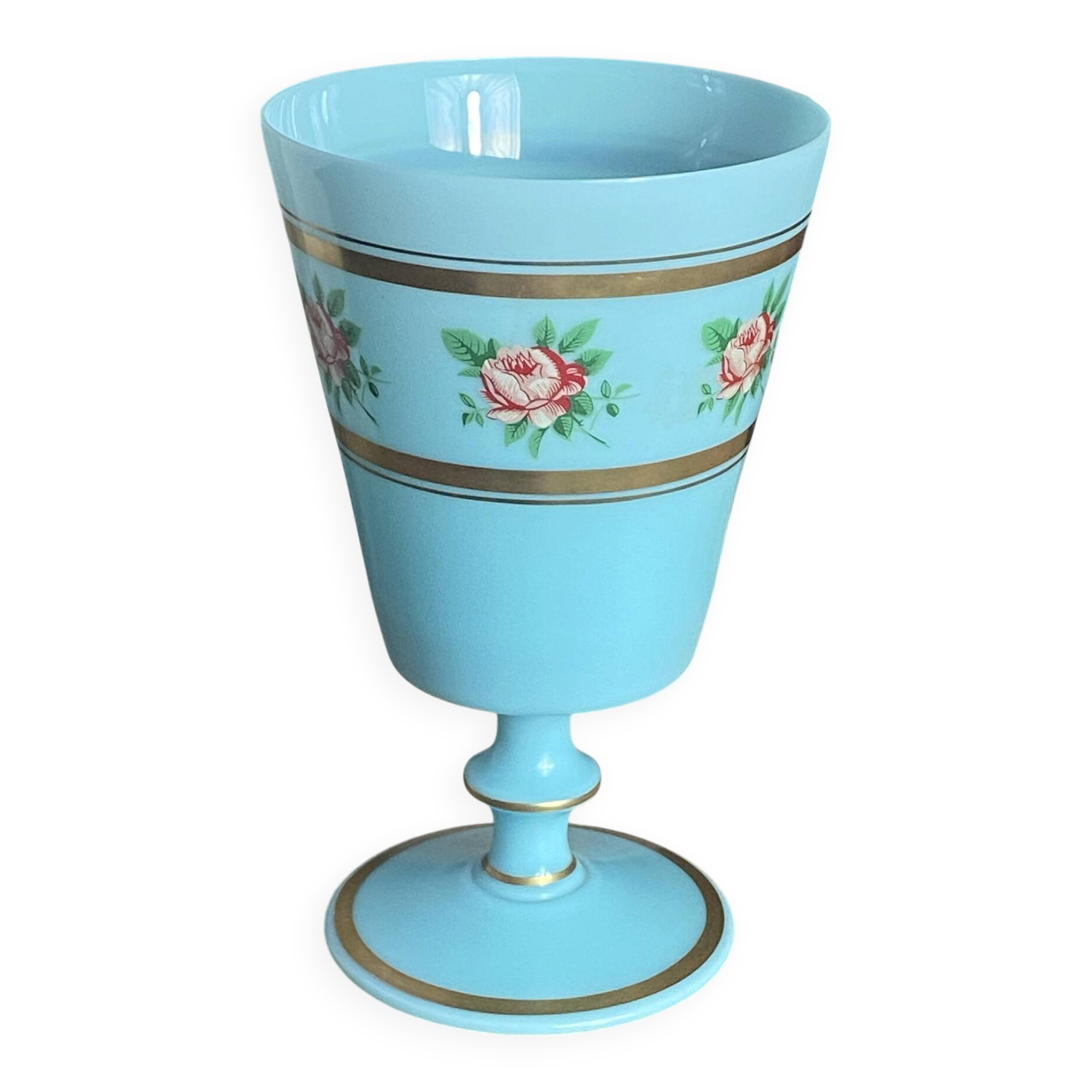 Calice en verre opalin bleu