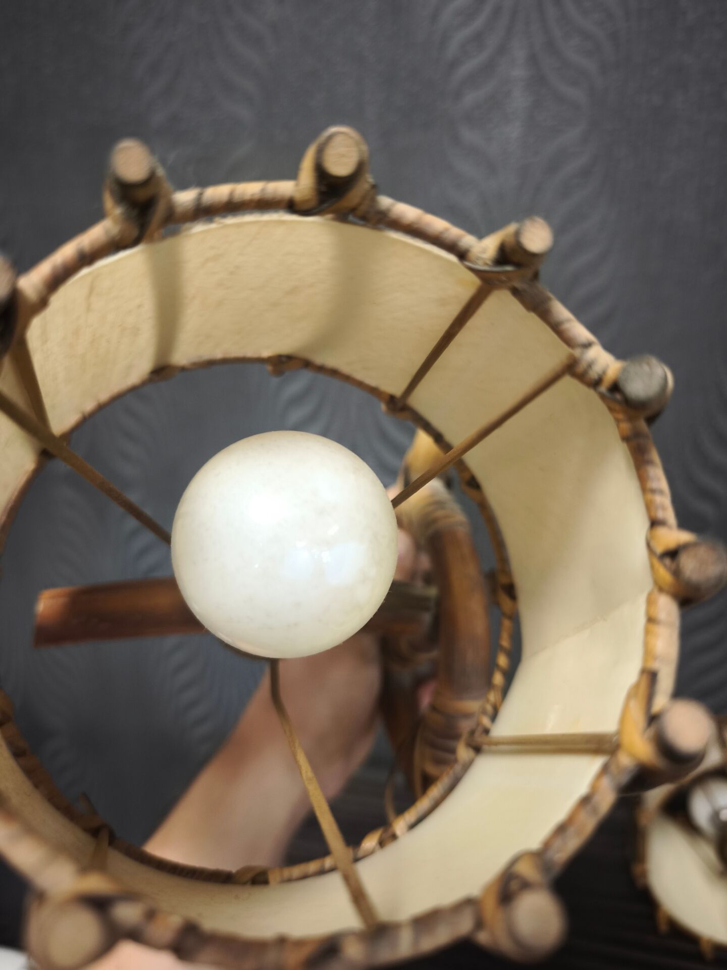 Pair of wall sconces in rattan