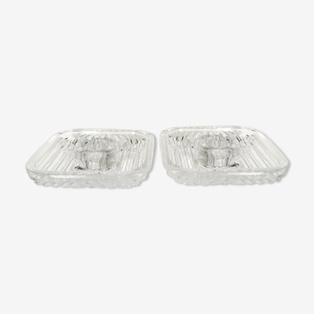 Lot de 2 bougeoirs en cristal