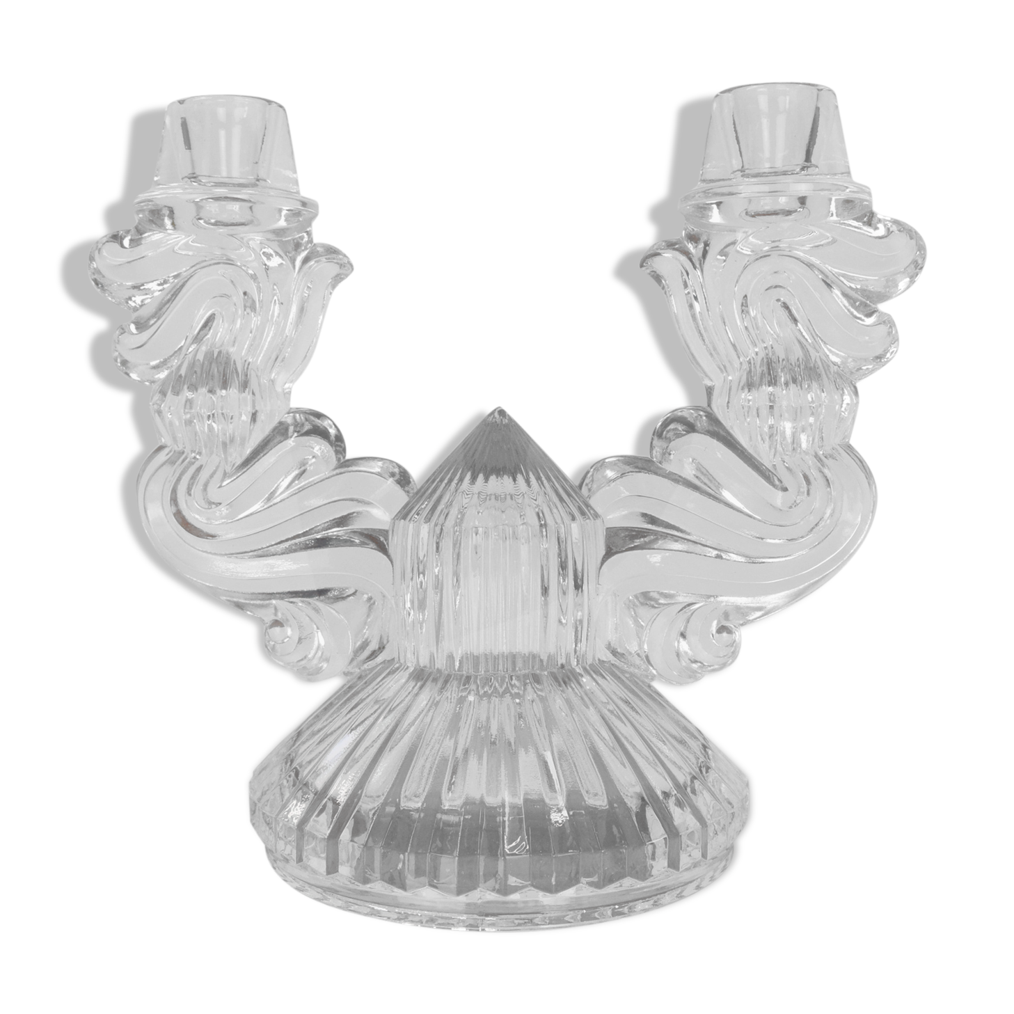 Mid-century glass candlestick/bohemia,1960's