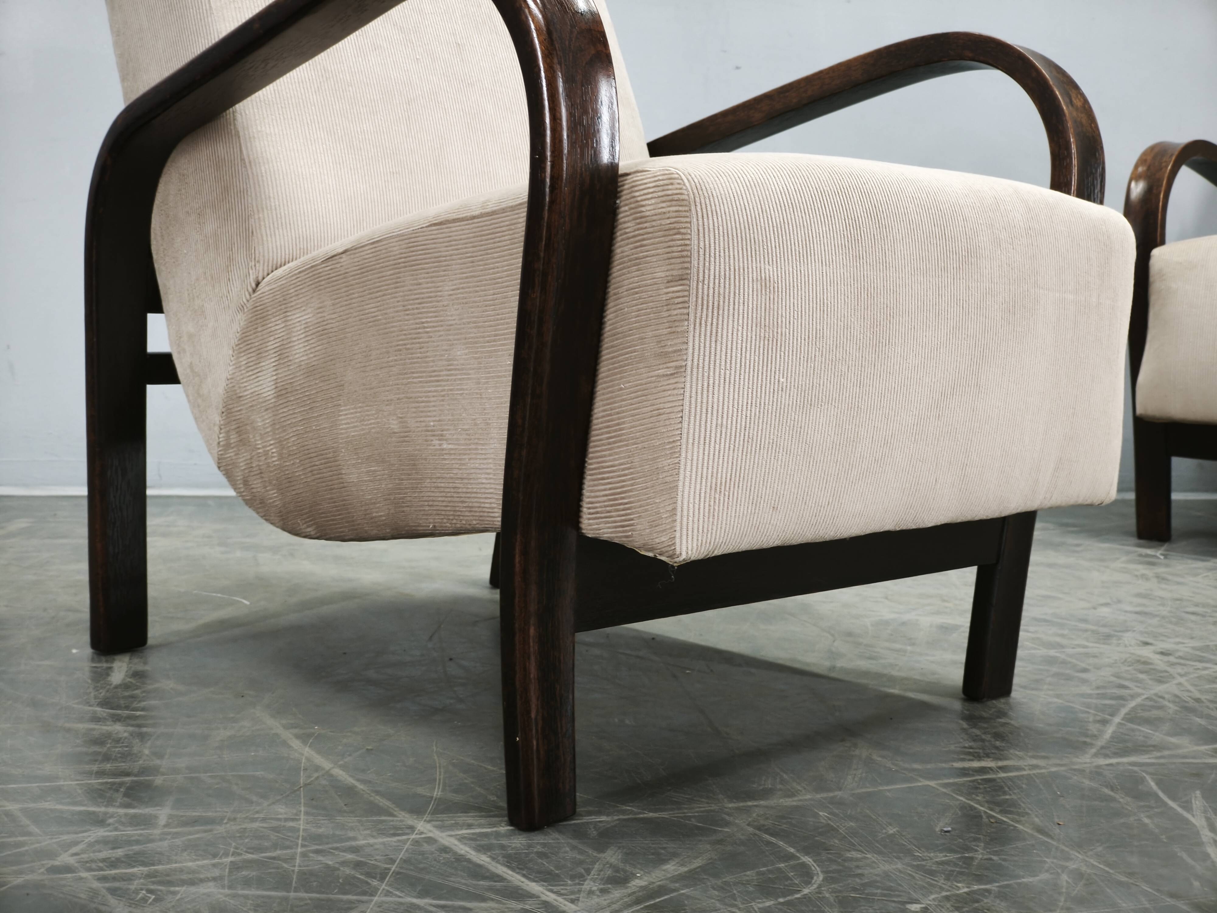 Pair of Kropáček & Kozelka Lounge Chairs for Interiér Praha, 1940s