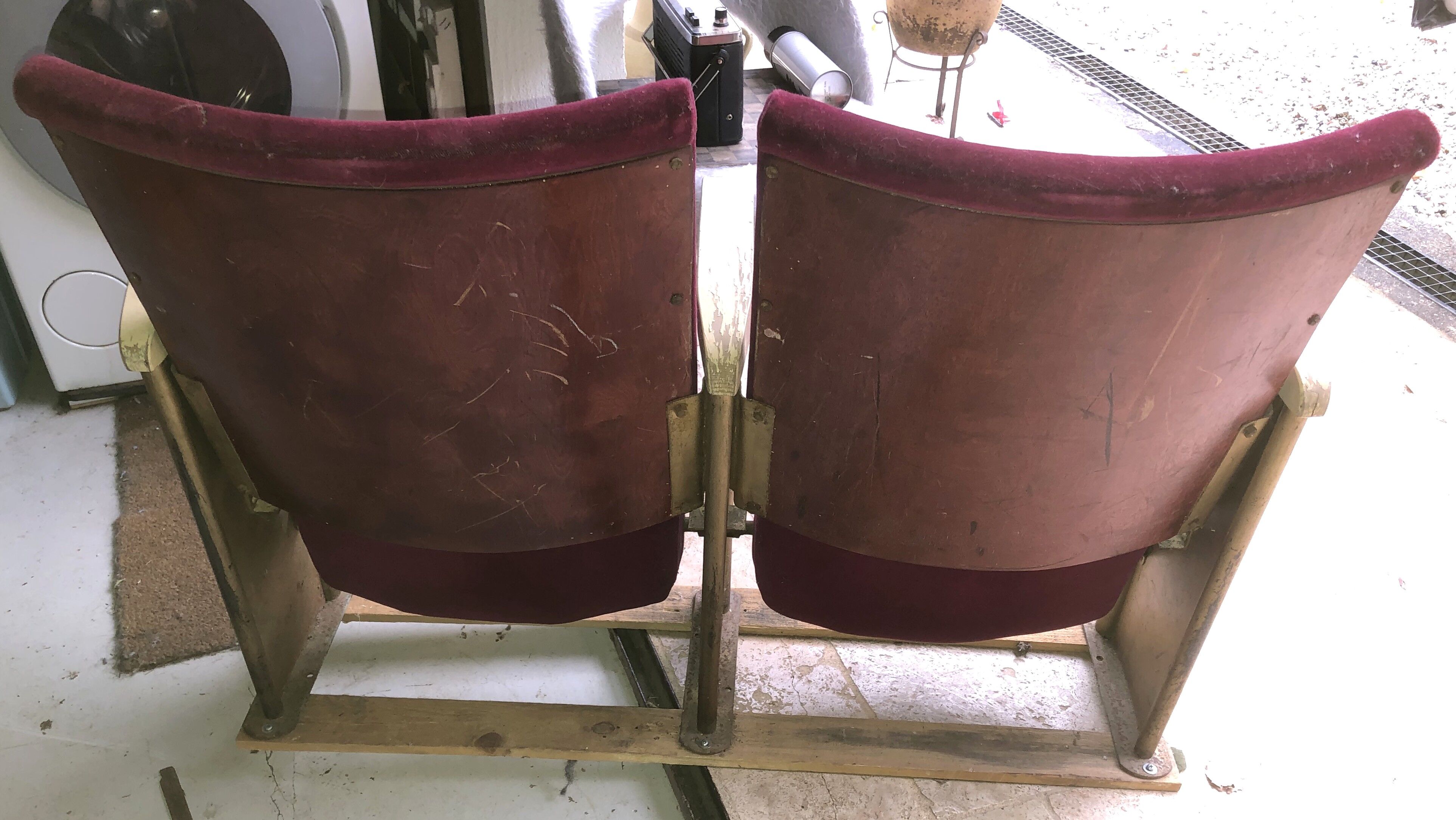 Vintage cinema bench 2 armchairs