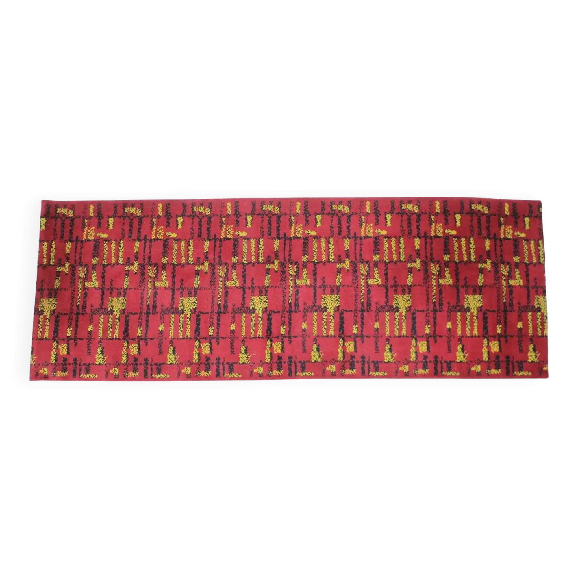 Geometric abstract wool bouclé carpet / rug, 1950s, Czechoslovakia