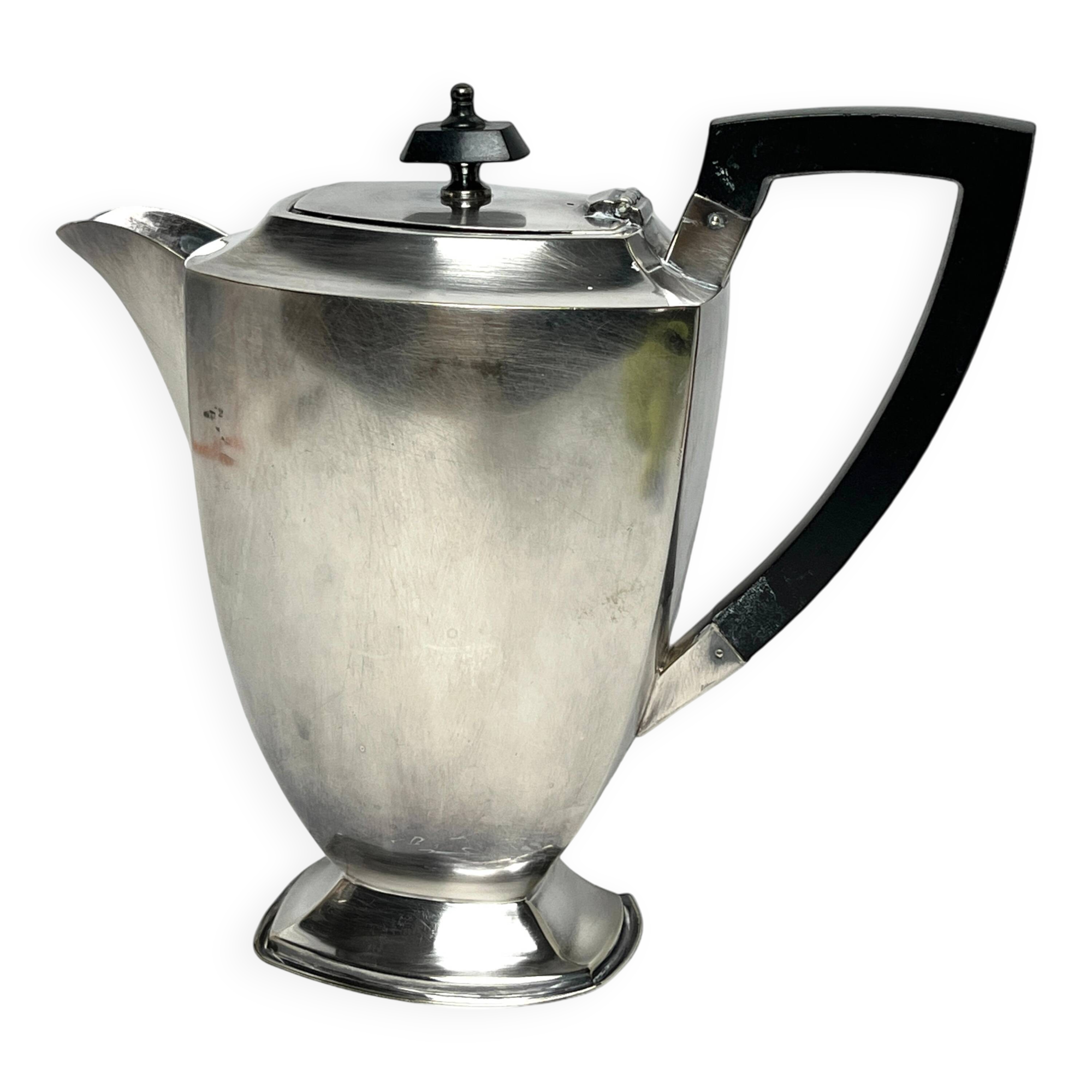 Art Deco, English silver-plated Sheffield ebony jug circa 1930