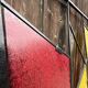 Mid-century modern geometric room divider with textured coloured glass, 1970s–1980s