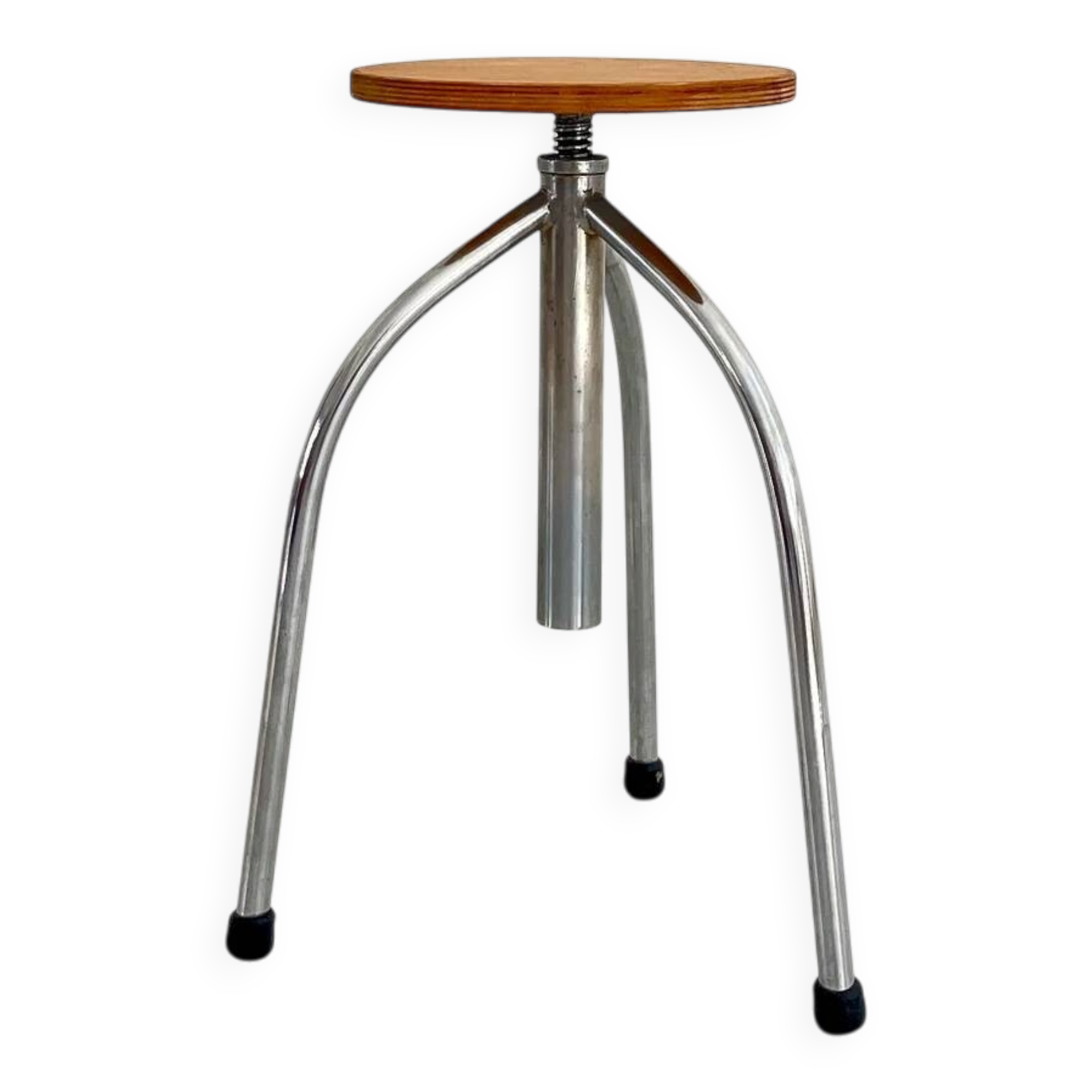 Vintage industrial workshop stool, adjustable tripod, 1960s–70s