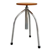 Vintage industrial workshop stool, adjustable tripod, 1960s–70s