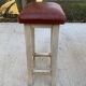 Square high bar stools in solid wood with burgundy leather 83cm