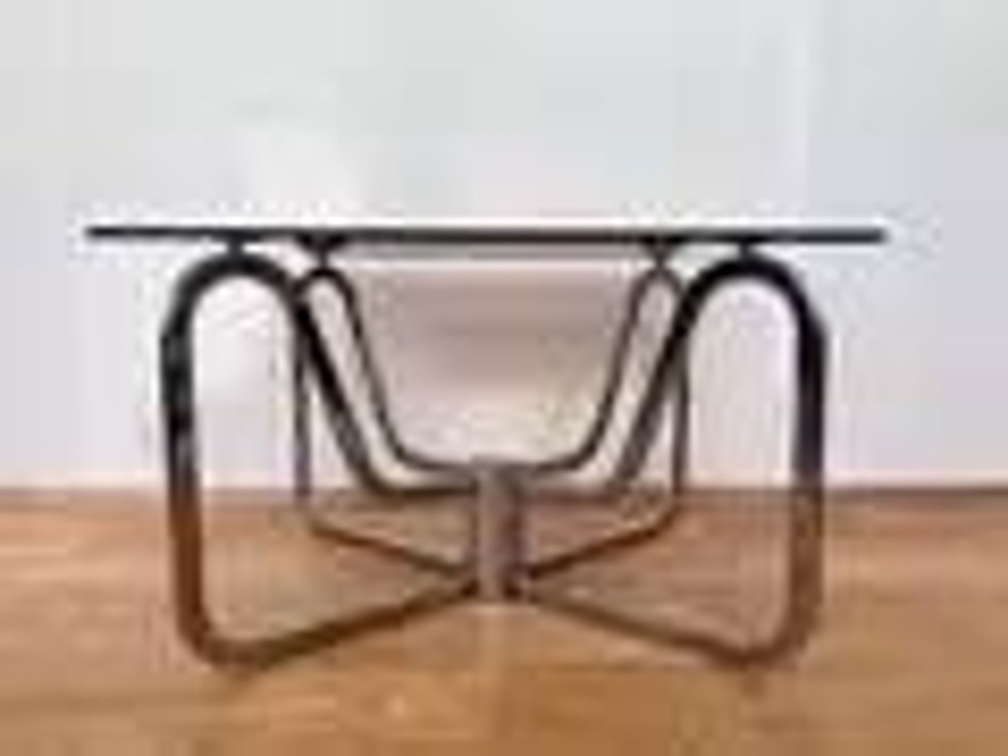 1970s mid-century chrome and smoked glass coffee table