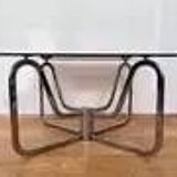 1970s mid-century chrome and smoked glass coffee table