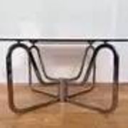 1970s mid-century chrome and smoked glass coffee table