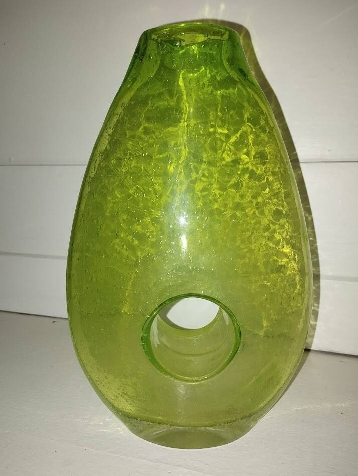 Chartreuse green blown glass vase – vintage handcrafted piece